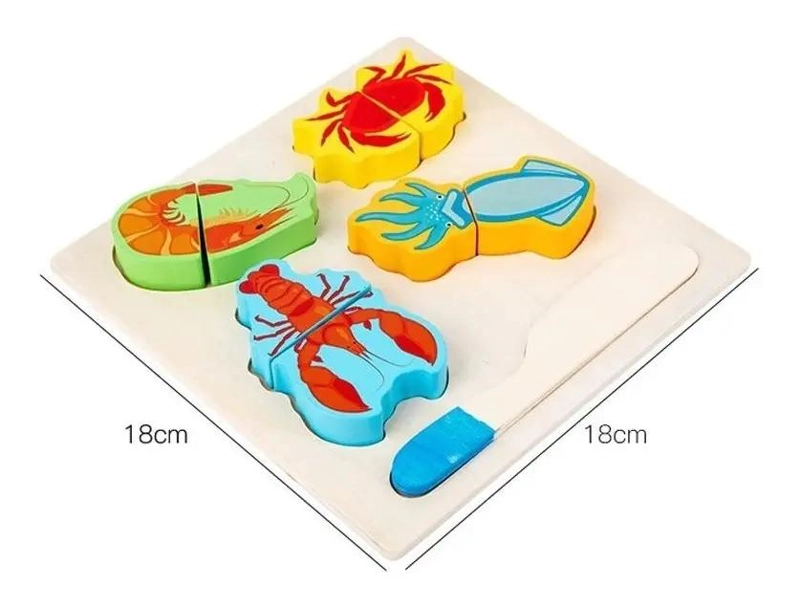 PUZZLE DE MADERA PARA CORTAR FRUTAS Y VERDURAS EDUCATIVO - 8