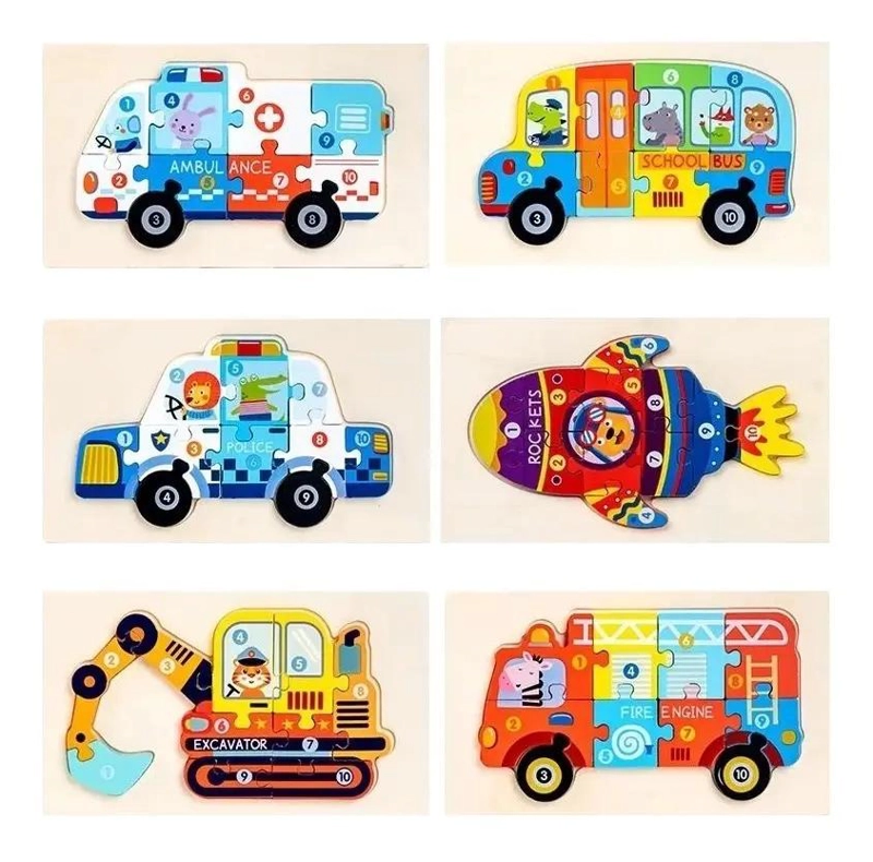 ROMPECABEZAS DE MADERA 3D PARA NIÑOS PACK DE 5 - 2