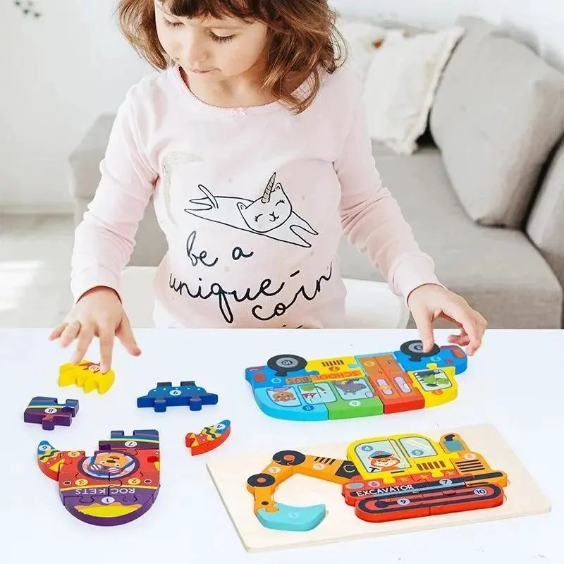 ROMPECABEZAS DE MADERA 3D PARA NIÑOS PACK DE 5 - 8