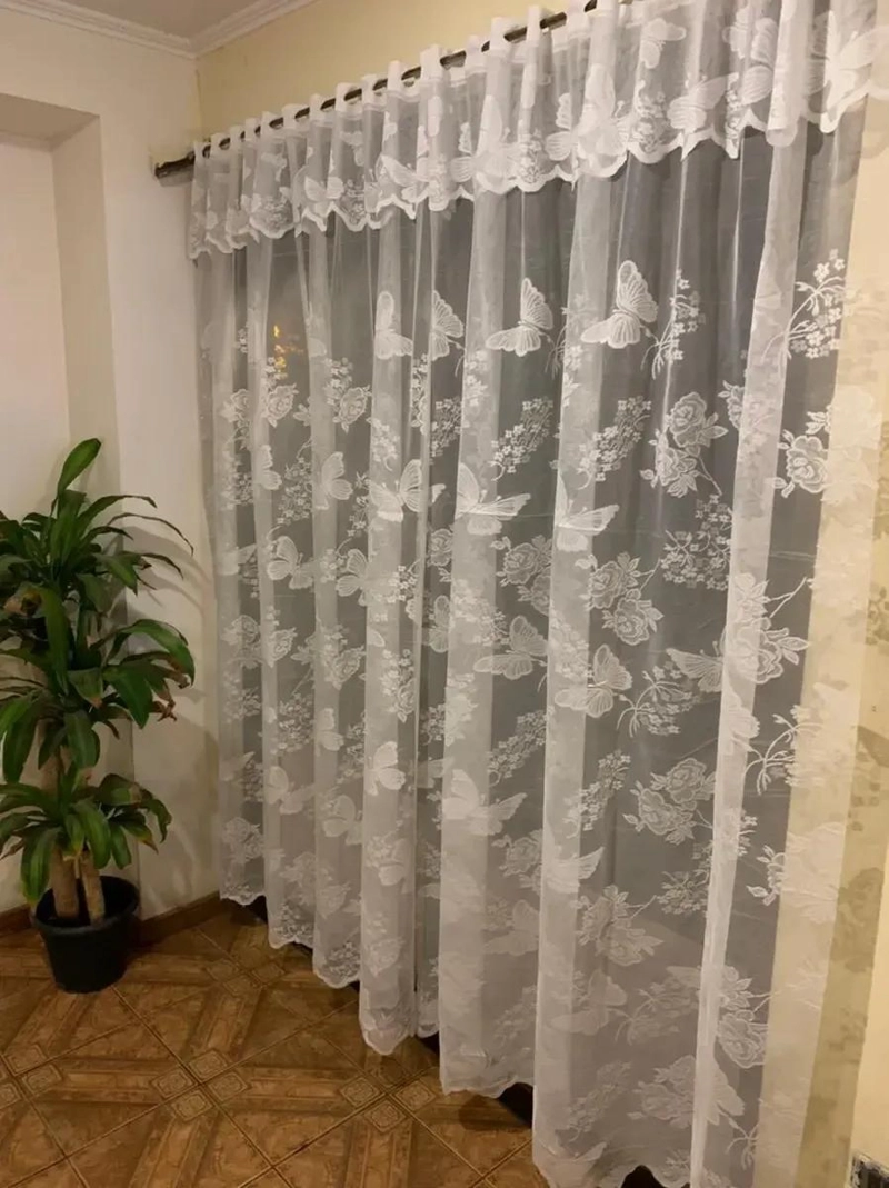 VISILLO DE HILO CON CENEFA PARA DECORACION DE VENTANAS - 3