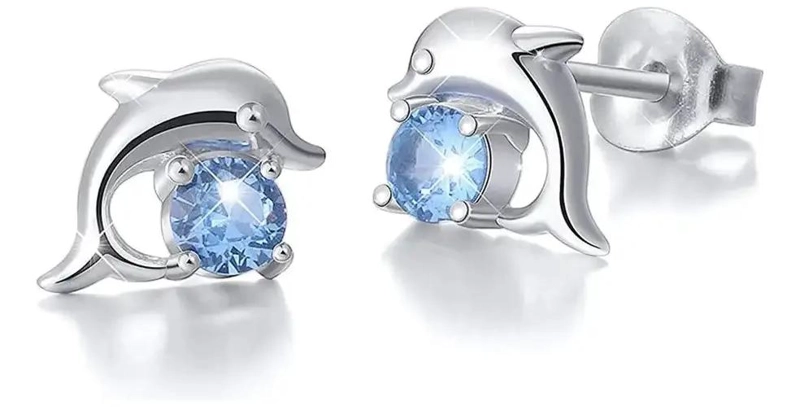 AROS DE PLATA ESTERLINA CON DISEÑO DE DELFIN MODERNO - 1