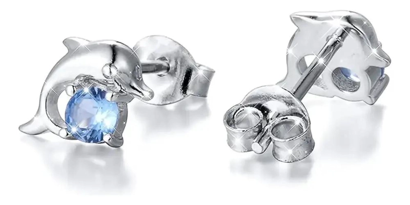 AROS DE PLATA ESTERLINA CON DISEÑO DE DELFIN MODERNO - 2