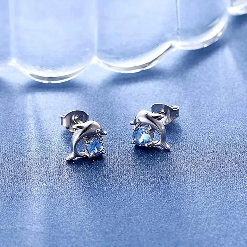 AROS DE PLATA ESTERLINA CON DISEÑO DE DELFIN MODERNO - 4