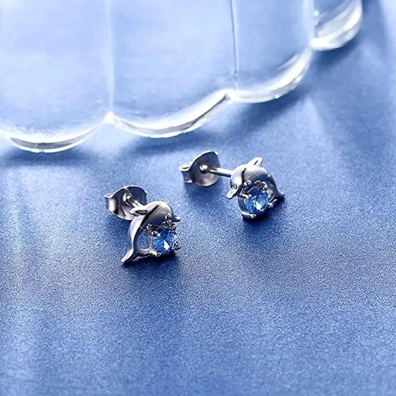 AROS DE PLATA ESTERLINA CON DISEÑO DE DELFIN MODERNO - 5