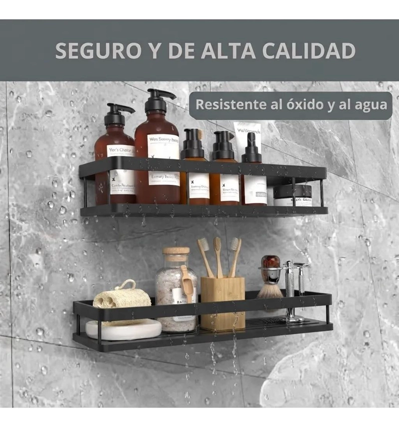 ESTANTE ORGANIZADOR DE DUCHA MINIMALISTA EN COLOR NEGRO - 2