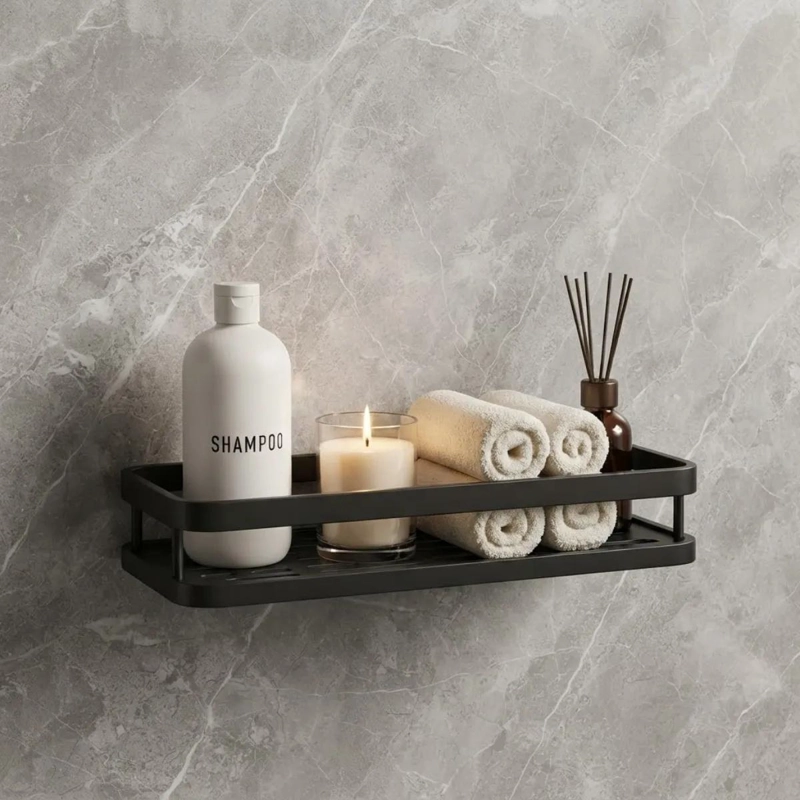 ESTANTE ORGANIZADOR DE DUCHA MINIMALISTA EN COLOR NEGRO - 5