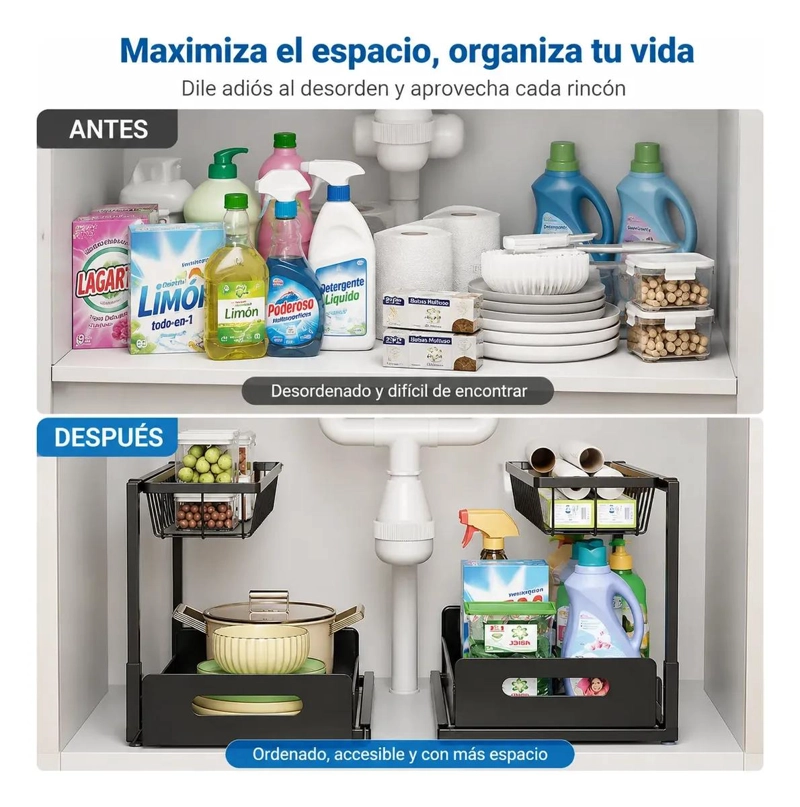 ORGANIZADOR EXTRAIBLE DE COCINA Y BAÑO CON 2 NIVELES - 7