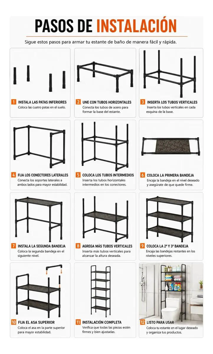 ESTANTE ORGANIZADOR DE BAÑO O LAVANDERIA DE 3 NIVELES - 2