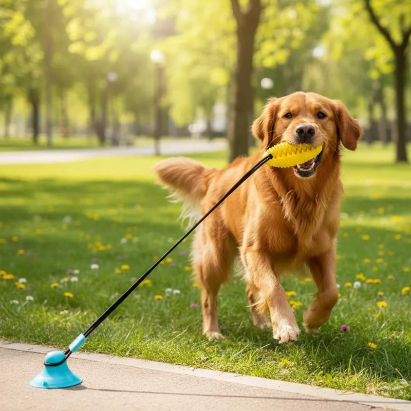 JUGUETE MORDEDOR CON VENTOSA Y BALON PARA PERROS 40 CM - 3