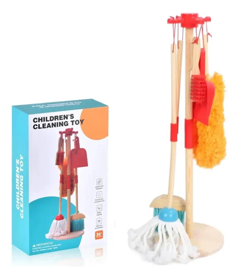 SET DE ASEO MONTESSORI EN MADERA PARA NIÑOS CON 6 PIEZAS - 1
