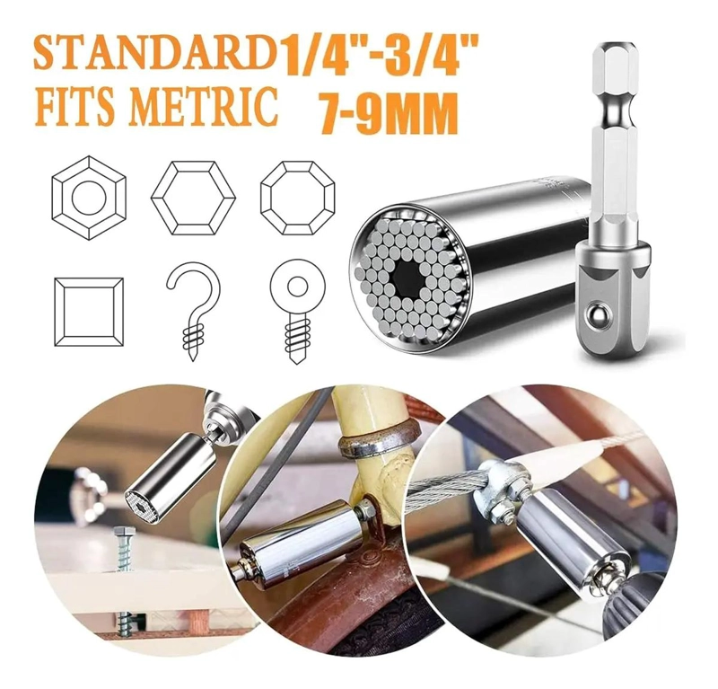 LLAVE DADO UNIVERSAL PARA TALADRO 7MM A 19MM HERRAMIENTA MULTIFUNCIONAL - 2