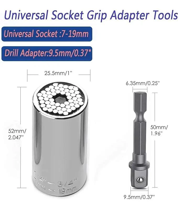 LLAVE DADO UNIVERSAL PARA TALADRO 7MM A 19MM HERRAMIENTA MULTIFUNCIONAL - 3