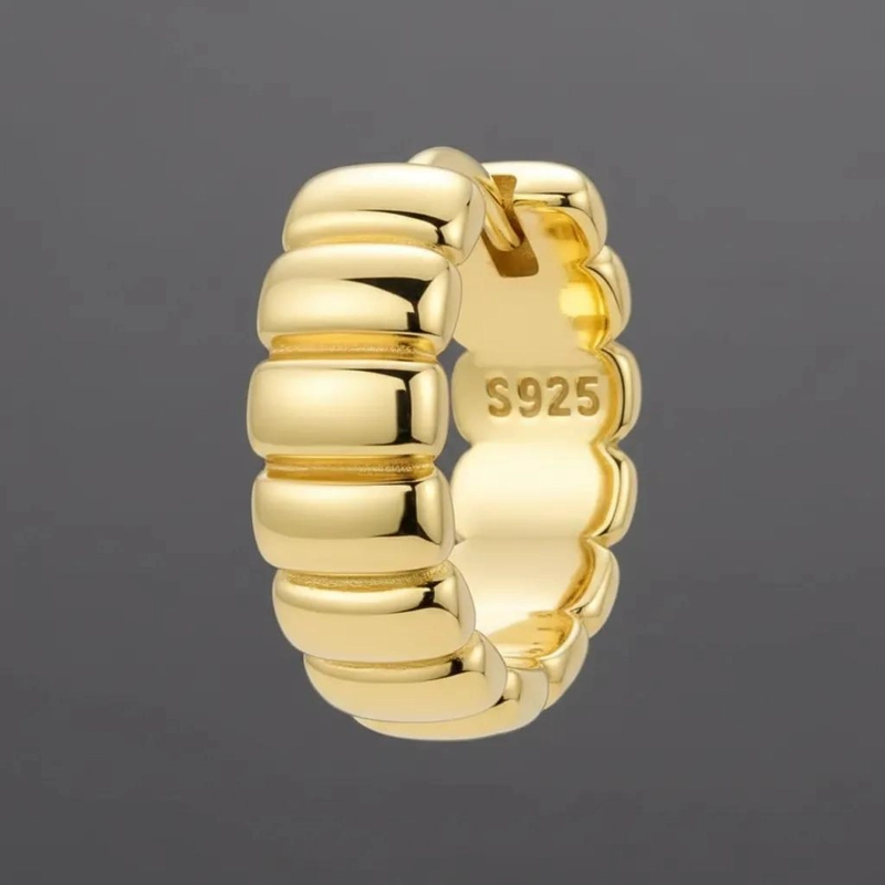 AROS ARGOLLA PUFFY GOLD EN PLATA 925 CON BAÑO DE ORO 18 K - 3