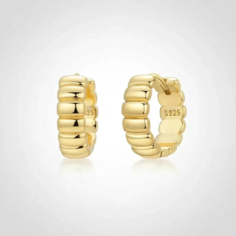 AROS ARGOLLA PUFFY GOLD EN PLATA 925 CON BAÑO DE ORO 18 K - 4