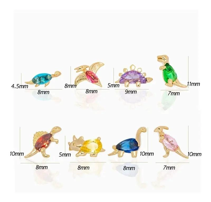PACK DE 4 AROS DE DINOSAURIO EN BAÑO DE ORO 18K - 4