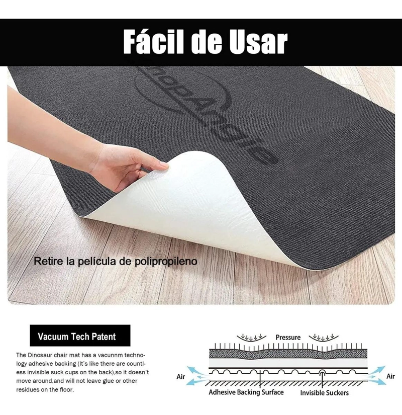 ALFOMBRILLA ANTIDESLIZANTE PARA SILLA DE OFICINA 120X90CM - 4
