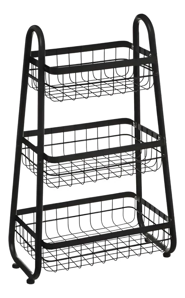 CARRO ORGANIZADOR DE COCINA DE 3 PISOS EN COLOR NEGRO - 1