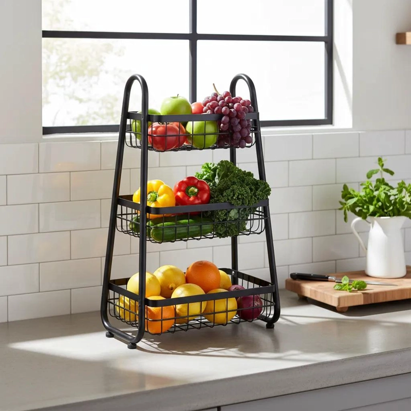 CARRO ORGANIZADOR DE COCINA DE 3 PISOS EN COLOR NEGRO - 4