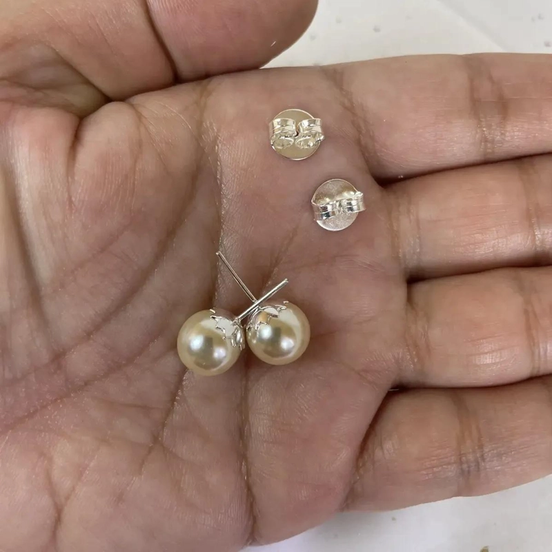 AROS DE PLATA 925 CON PERLA ARTIFICIAL Y DISEÑO FLORAL - 3