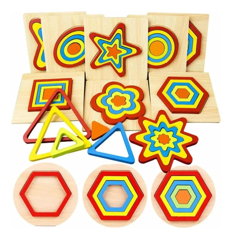PUZZLES DE MADERA GEOME TRICOS PARA APRENDIZAJE INFANTIL - 4