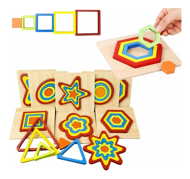 PUZZLES DE MADERA GEOME TRICOS PARA APRENDIZAJE INFANTIL - 6