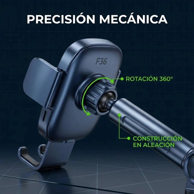 SOPORTE PARA CELULAR DE AUTO AJUSTABLE 360° - 6