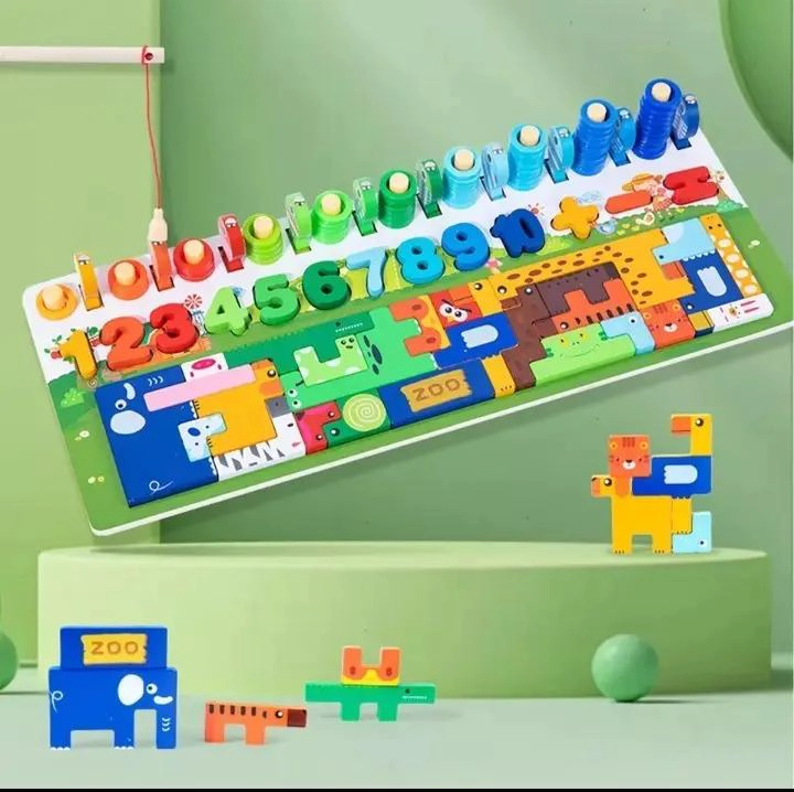 PUZZLE DIDACTICO DE MADERA PARA APRENDER NUMEROS Y FIGURAS - 2