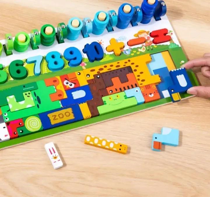 PUZZLE DIDACTICO DE MADERA PARA APRENDER NUMEROS Y FIGURAS - 5