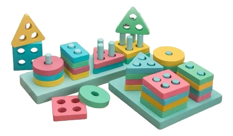 BLOQUES APILABLES GEOME TRICOS DE MADERA PARA NIÑOS - 5