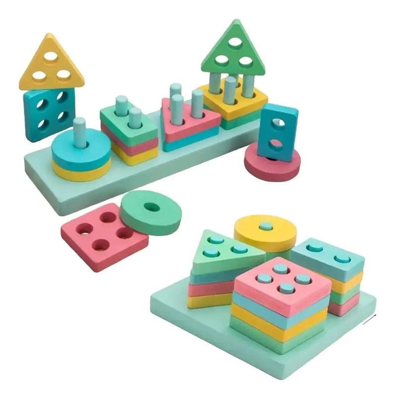 BLOQUES APILABLES GEOME TRICOS DE MADERA PARA NIÑOS - 9