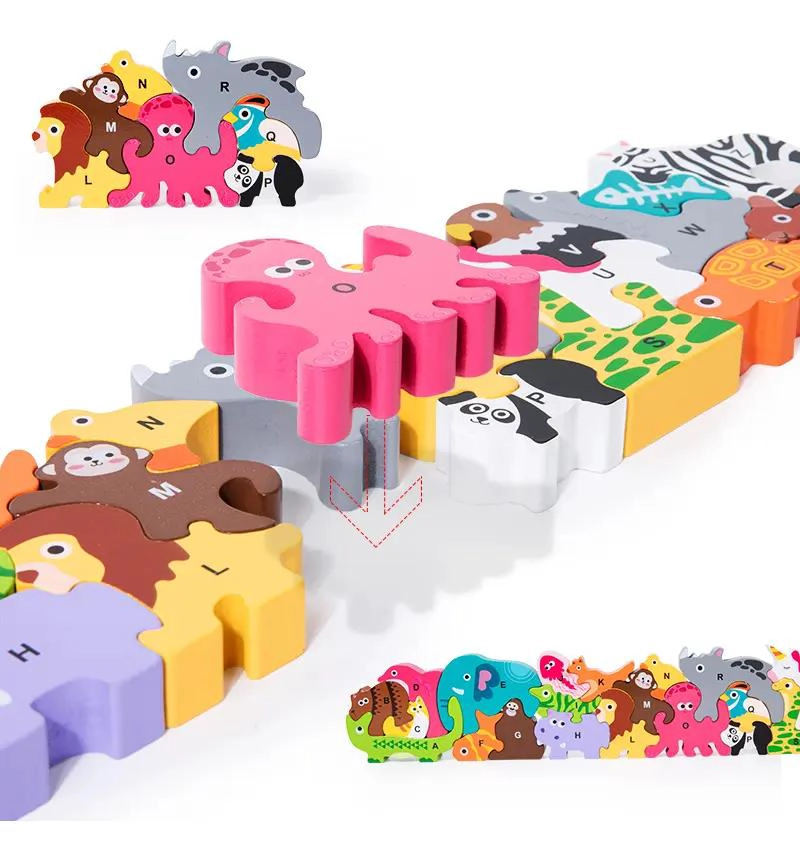 PUZZLE DE MADERA CON LETRAS Y ANIMALES PARA APRENDER - 2