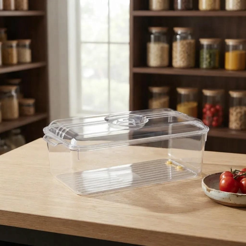 CONTENEDOR ORGANIZADOR ACRILICO CON TAPA PARA ALIMENTOS - 1