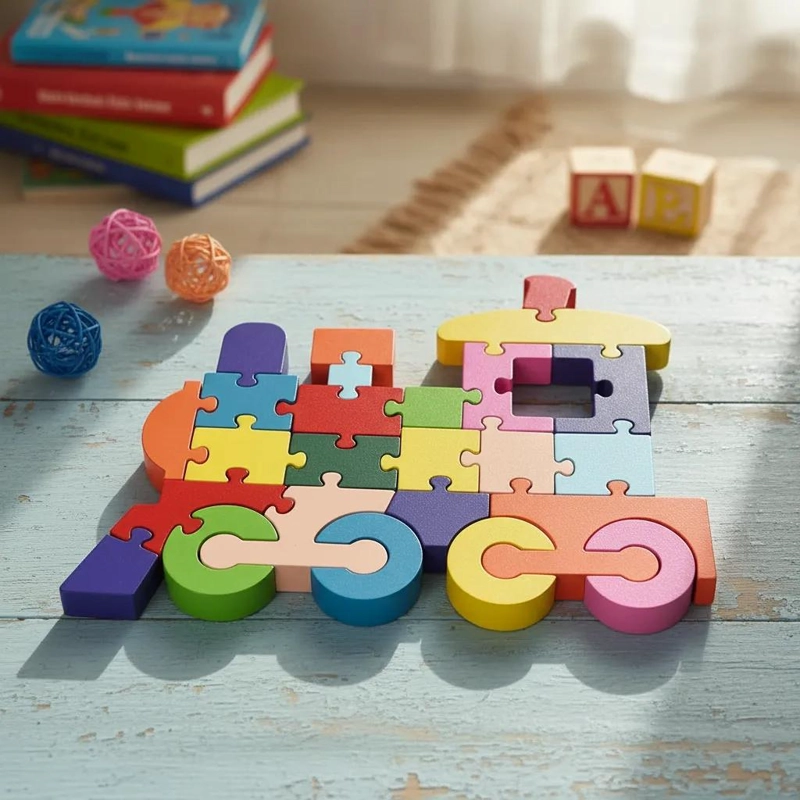 PUZZLE 3D DE MADERA CON ALFABETO Y NUMEROS PARA NIÑOS - 1