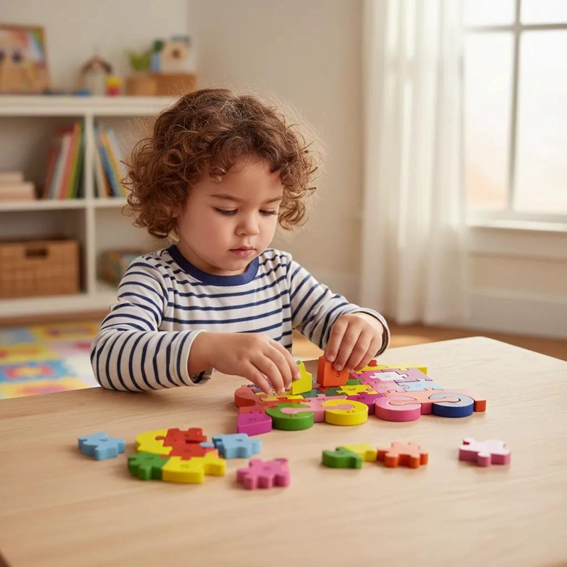 PUZZLE 3D DE MADERA CON ALFABETO Y NUMEROS PARA NIÑOS - 3