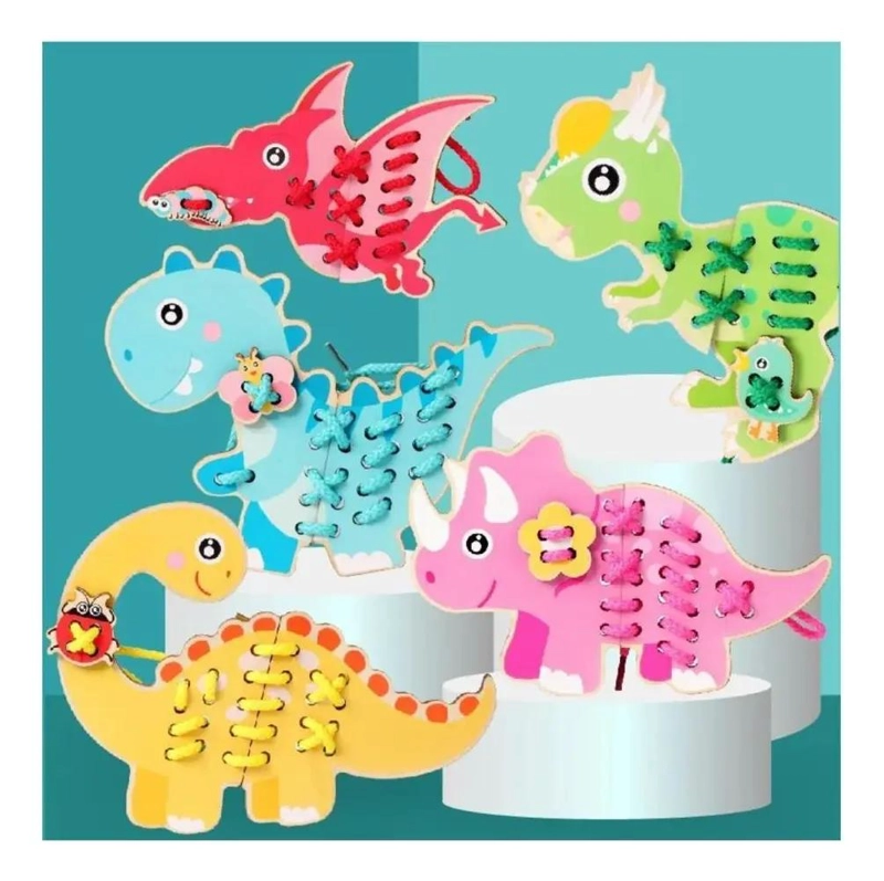 ROMPECABEZAS DE MADERA DINOSAURIO PARA NIÑOS DE 1 A 4 AÑOS - 1