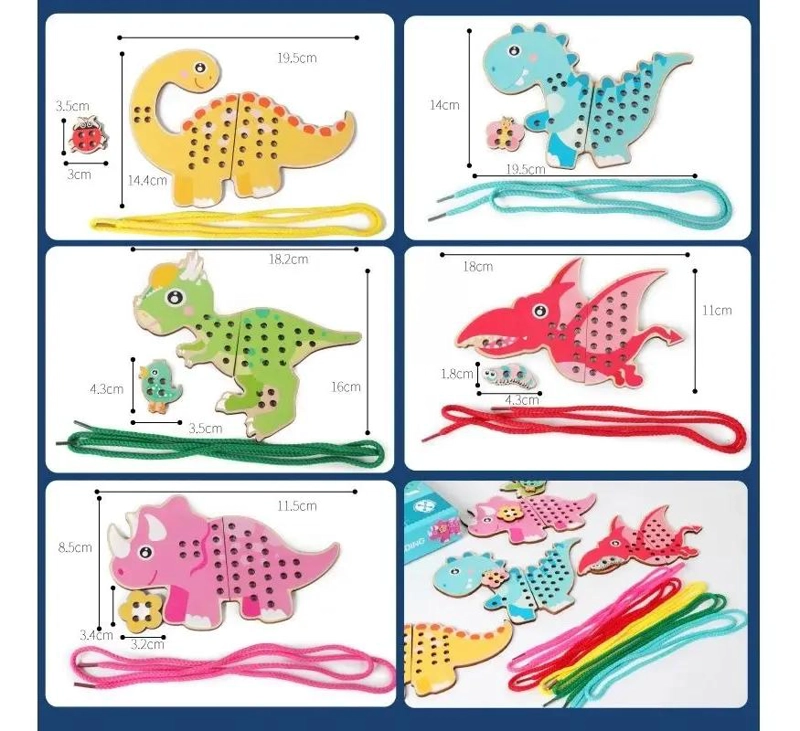 ROMPECABEZAS DE MADERA DINOSAURIO PARA NIÑOS DE 1 A 4 AÑOS - 10