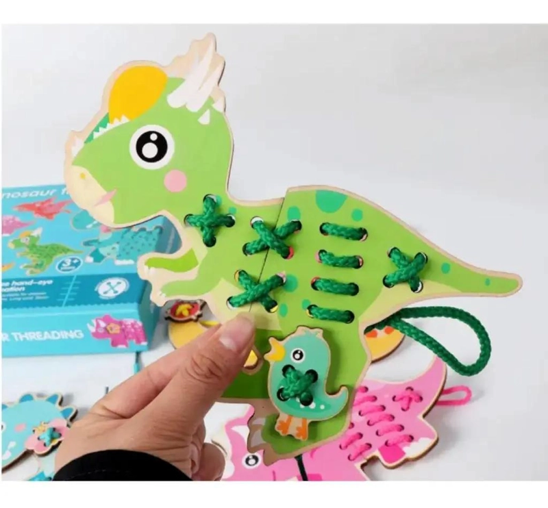 ROMPECABEZAS DE MADERA DINOSAURIO PARA NIÑOS DE 1 A 4 AÑOS - 2