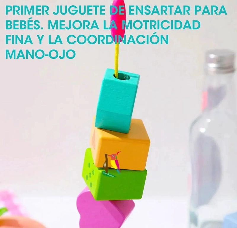 JUGUETE DIDACTICO ORUGA DE MADERA PARA ENSARTAR BLOQUES - 4