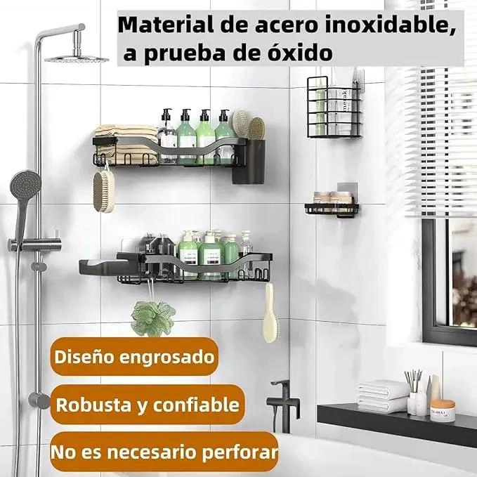 ORGANIZADOR DE DUCHA CON CANASTILLOS DE ACERO INOXIDABLE - 3