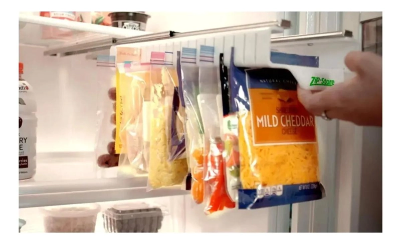 ORGANIZADOR DE BOLSAS PARA REFRIGERADOR CON RIELES Y DISEÑO FUNCIONAL - 4