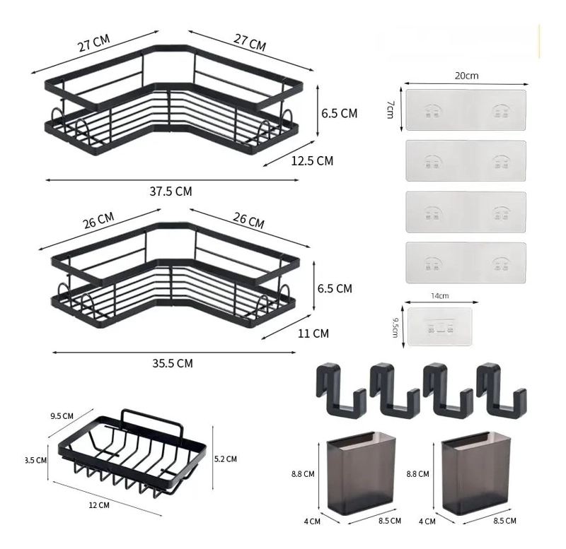 SET ORGANIZADOR DE DUCHA CON JABON Y PORTACEPILLOS DE ACERO INOXIDABLE - 7