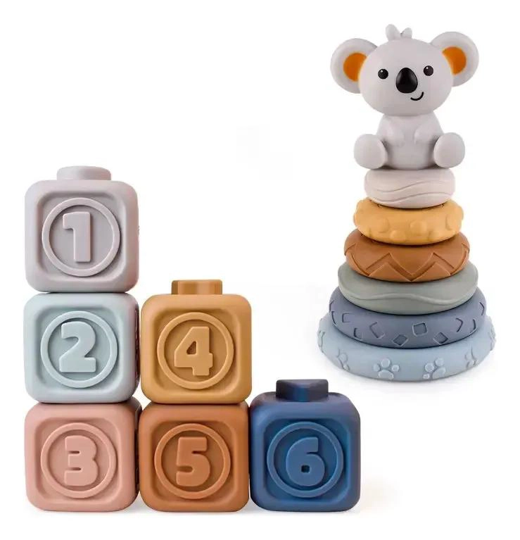 TORRE SENSORIAL 2 EN 1 BLOQUES NUME RICOS Y AROS PARA BEBE S - 1