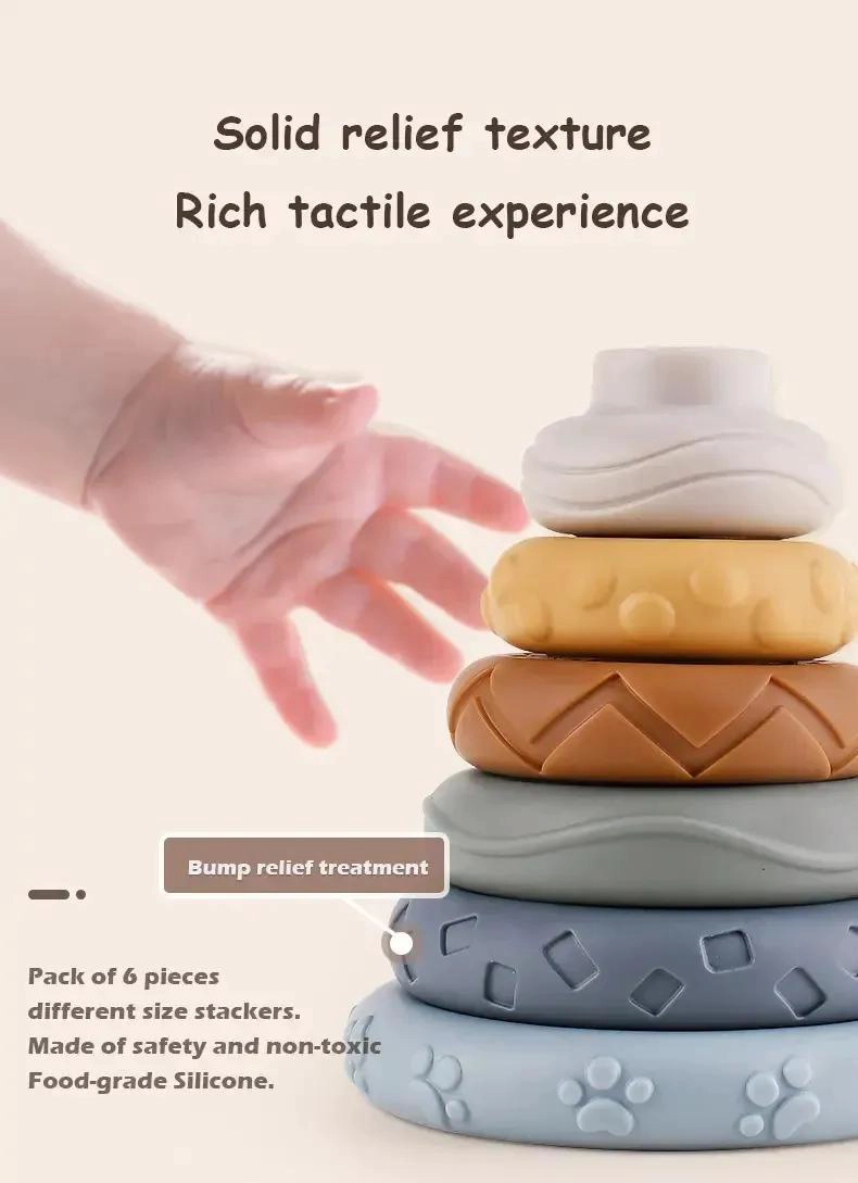 TORRE SENSORIAL 2 EN 1 BLOQUES NUME RICOS Y AROS PARA BEBE S - 2