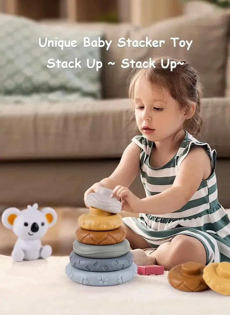 TORRE SENSORIAL 2 EN 1 BLOQUES NUME RICOS Y AROS PARA BEBE S - 4
