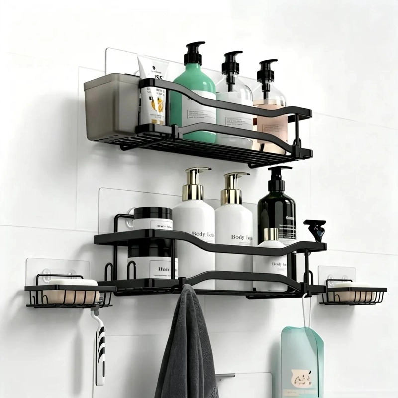 SET ORGANIZADOR DE DUCHA Y BAÑO ADHESIVO DE ACERO INOXIDABLE - 1