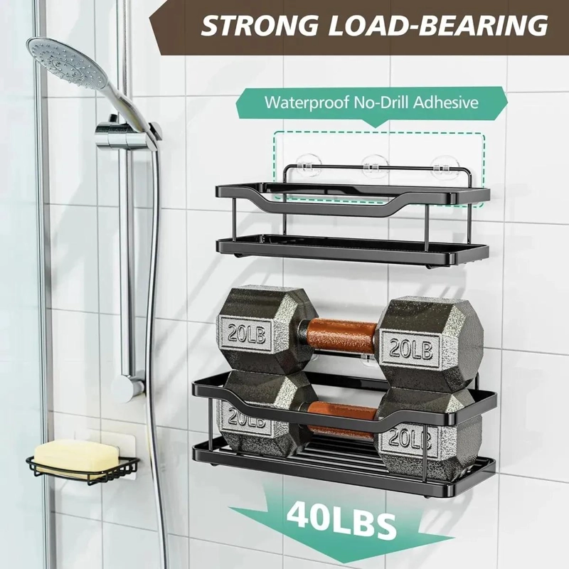 SET ORGANIZADOR DE DUCHA Y BAÑO ADHESIVO DE ACERO INOXIDABLE - 7