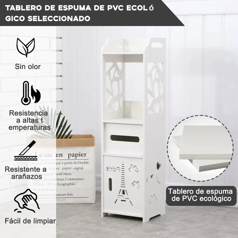 GABINETE DE BAÑO ORGANIZADOR BLANCO CON ESTANTES AJUSTABLES - 3