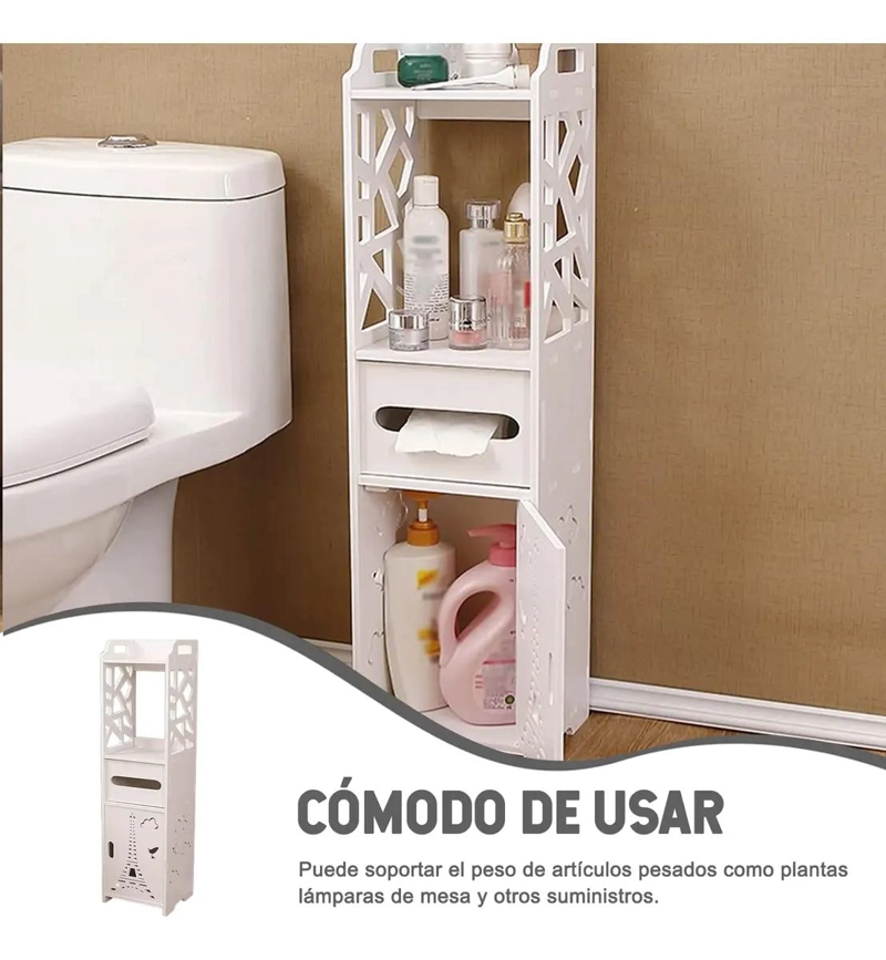 GABINETE DE BAÑO ORGANIZADOR BLANCO CON ESTANTES AJUSTABLES - 7