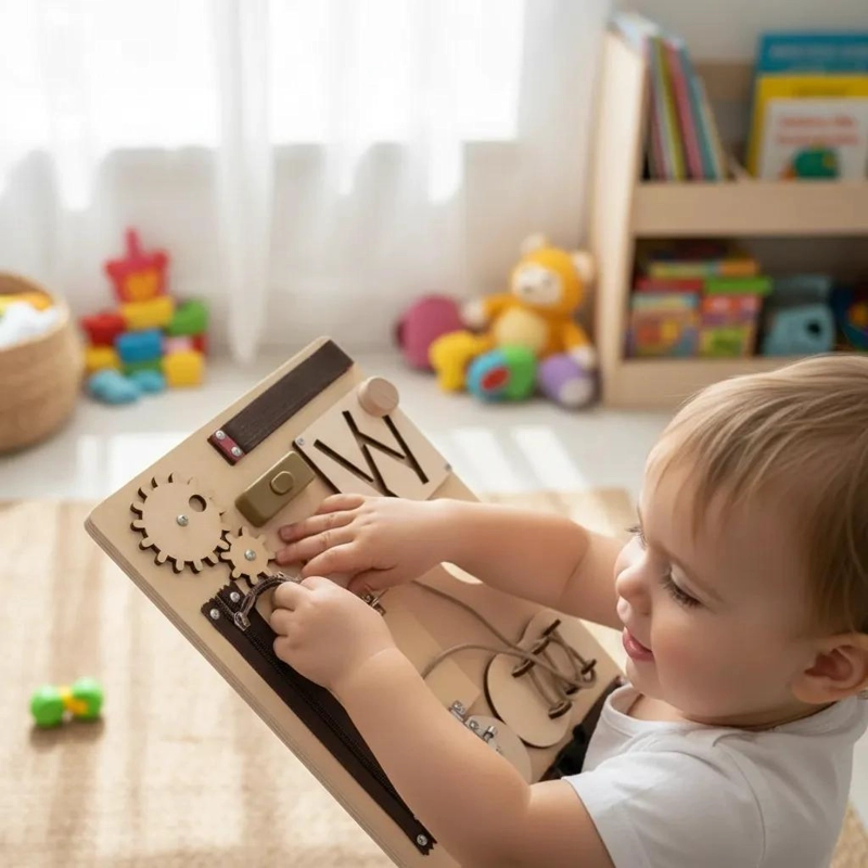 TABLERO SENSORIAL DE MADERA PARA APRENDIZAJE INFANTIL - 1