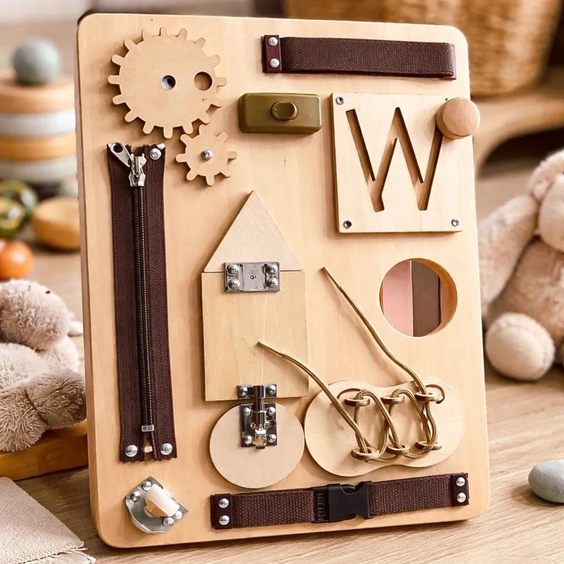TABLERO SENSORIAL DE MADERA PARA APRENDIZAJE INFANTIL - 2